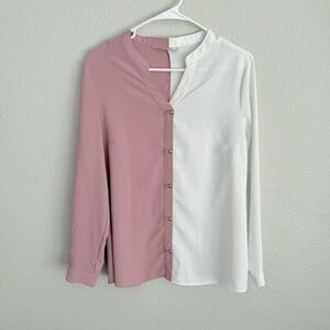 Elegant Pink and White Button Down Shirt